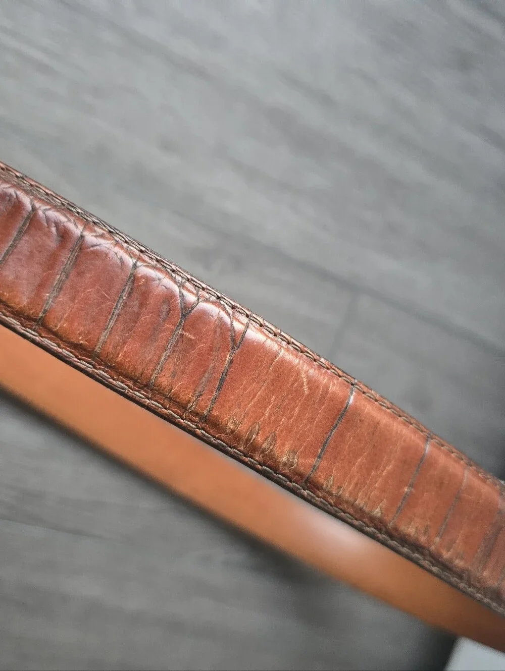 Martin Dingman Alligator Grain Calf Leather Belt Brown Silver Buckle Size 40 USA